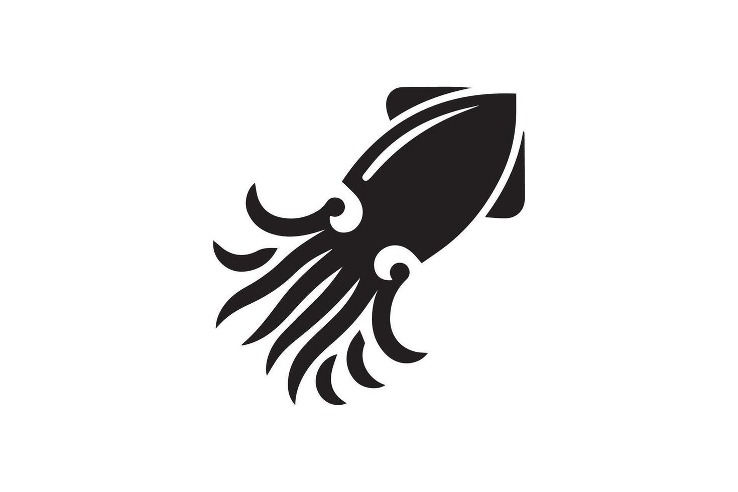 Black and white illustration of an octopus vector