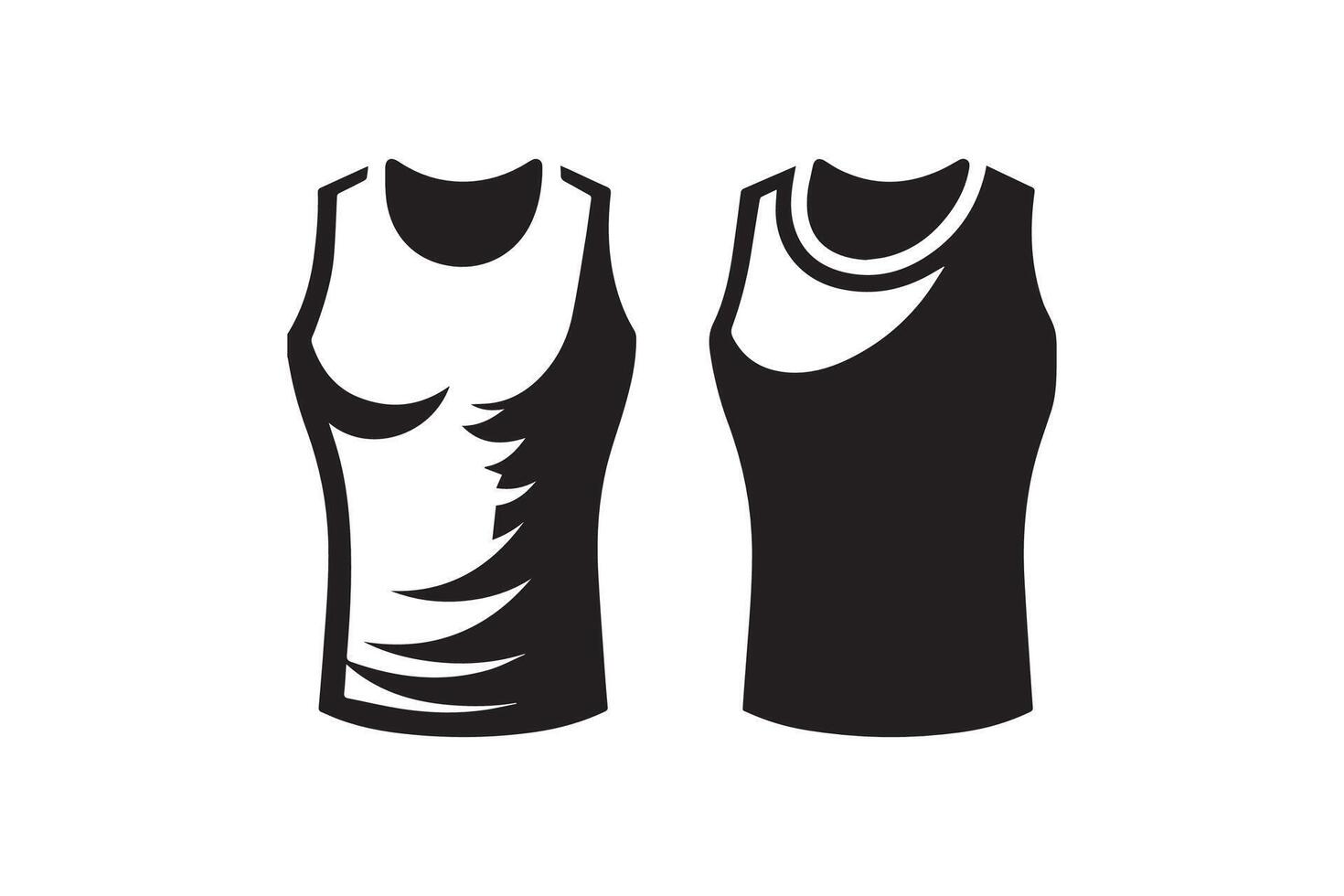Two black and white tank tops on a white background vector