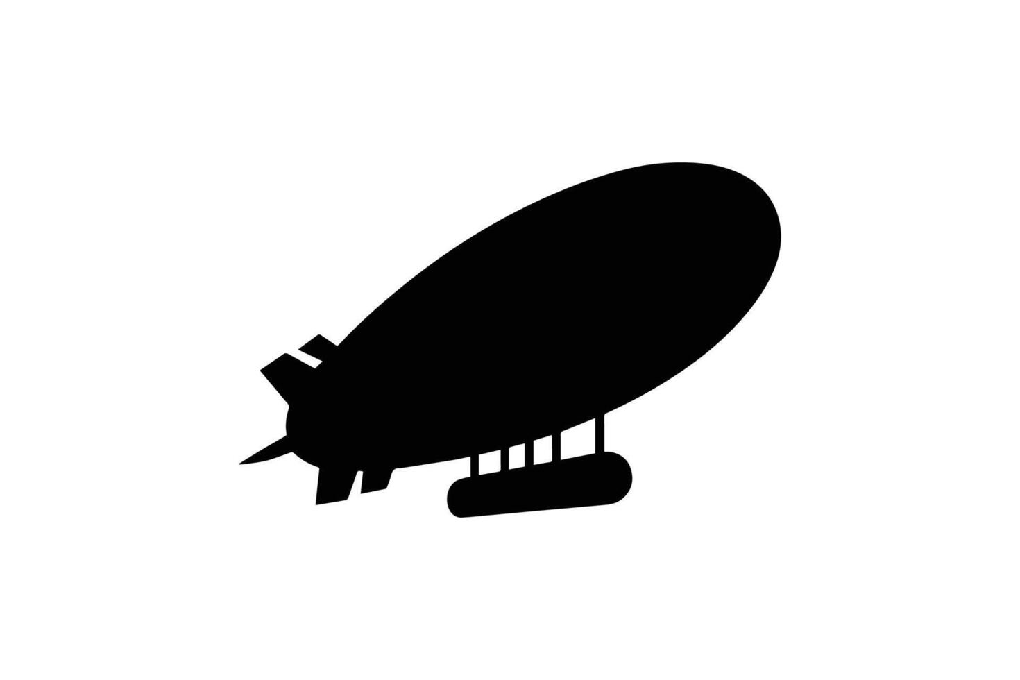 A black and white silhouette of a flying airship vector