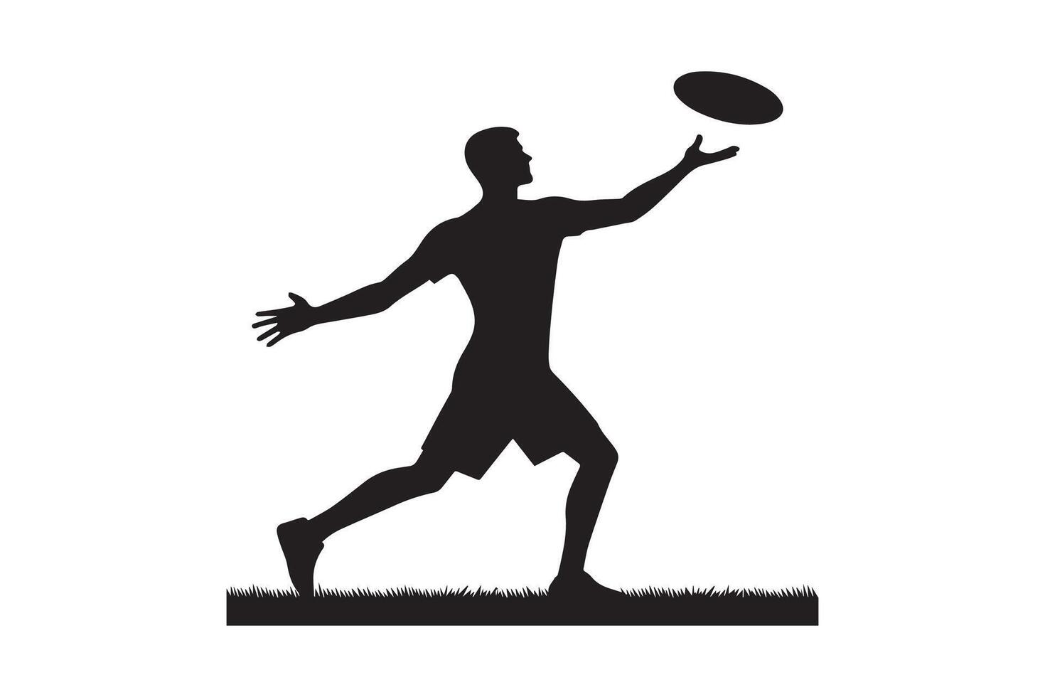 Silhouette of a man catching a frisbee vector