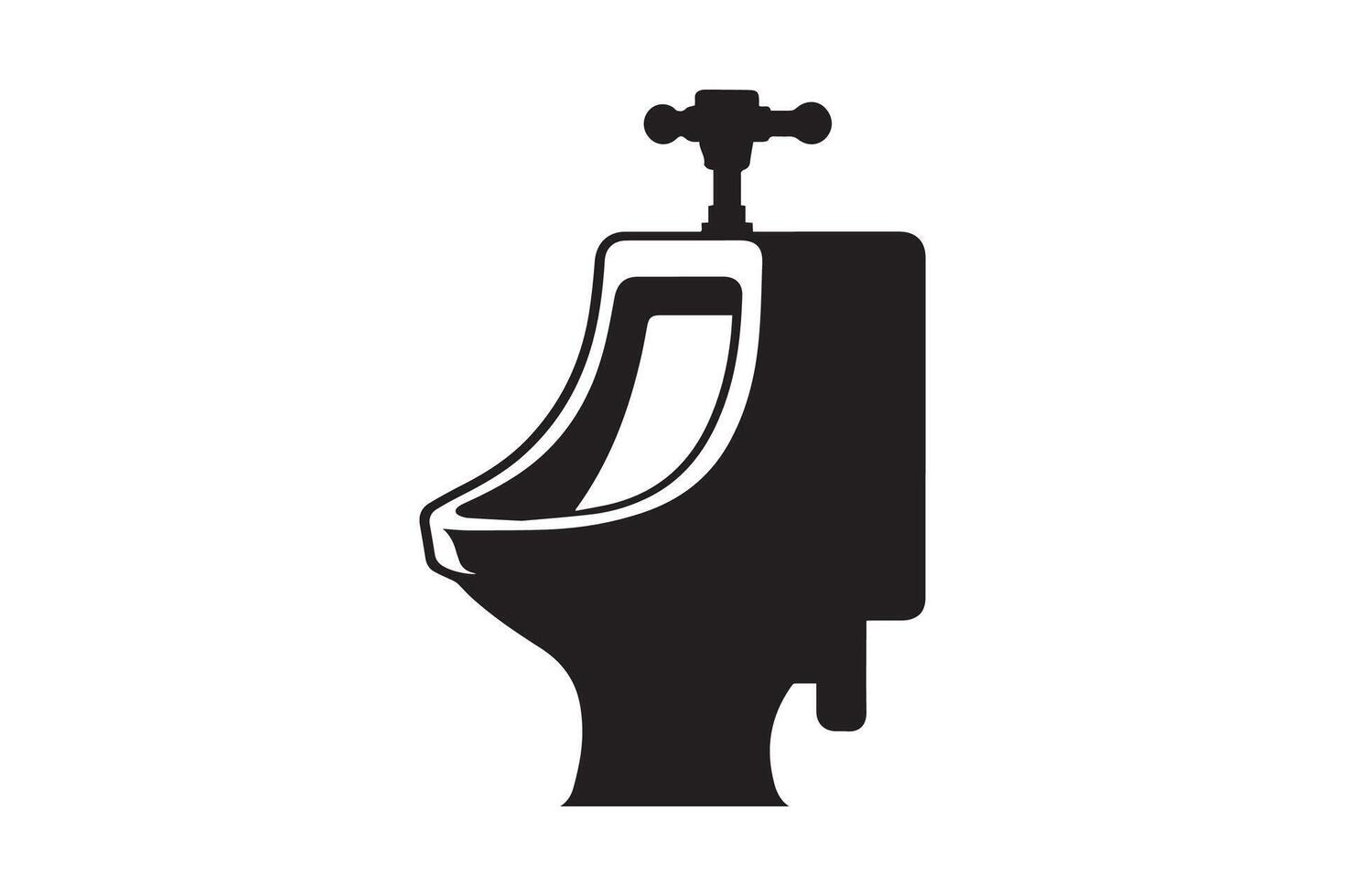 A black and white illustration of a urinal vector