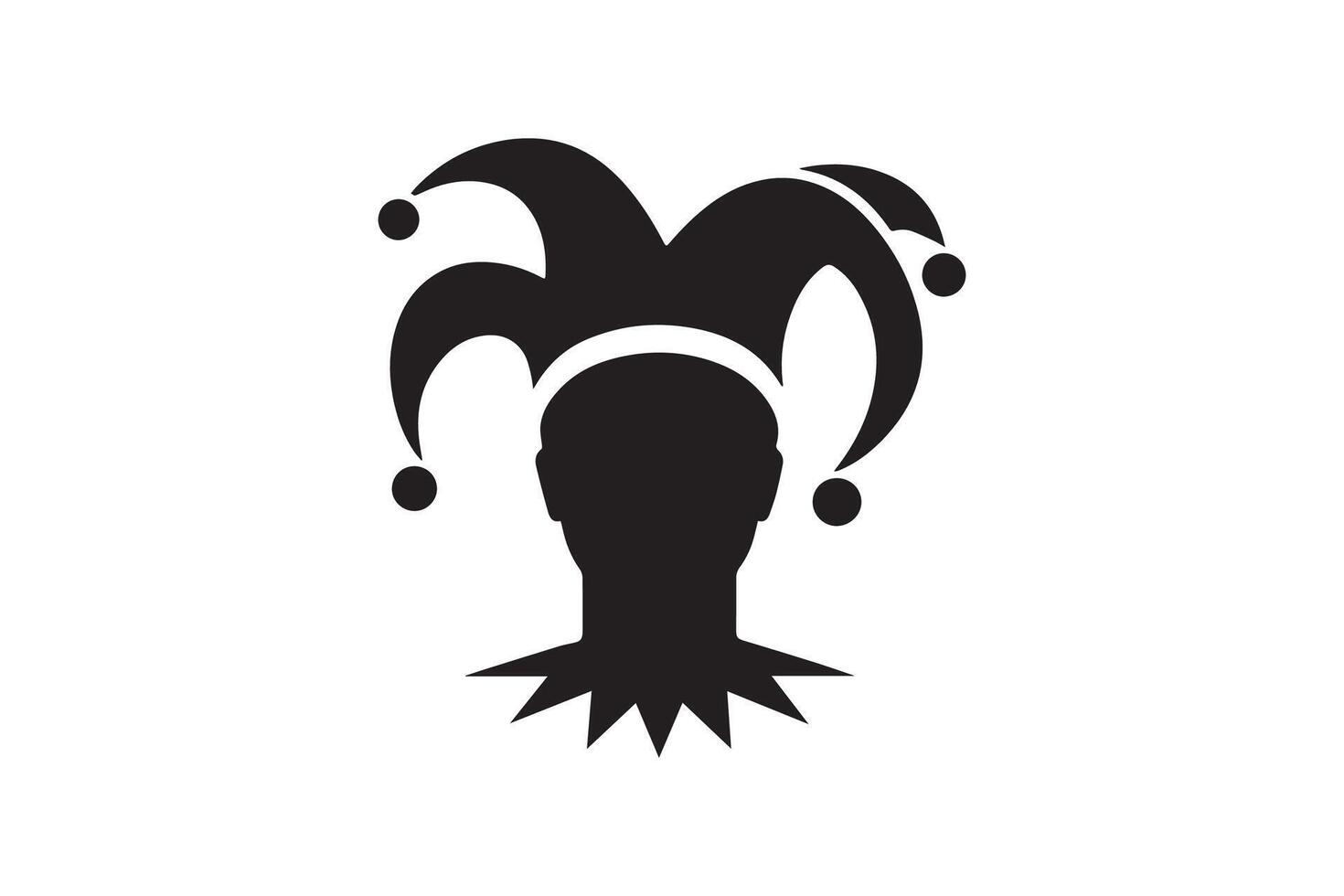 A black and white jester head icon vector