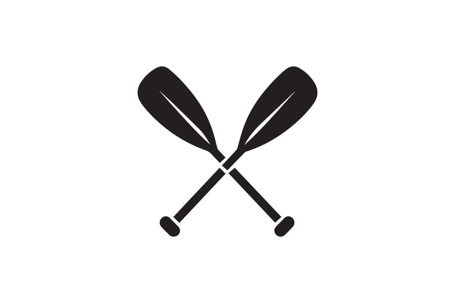 Two paddles crossed on a white background vector