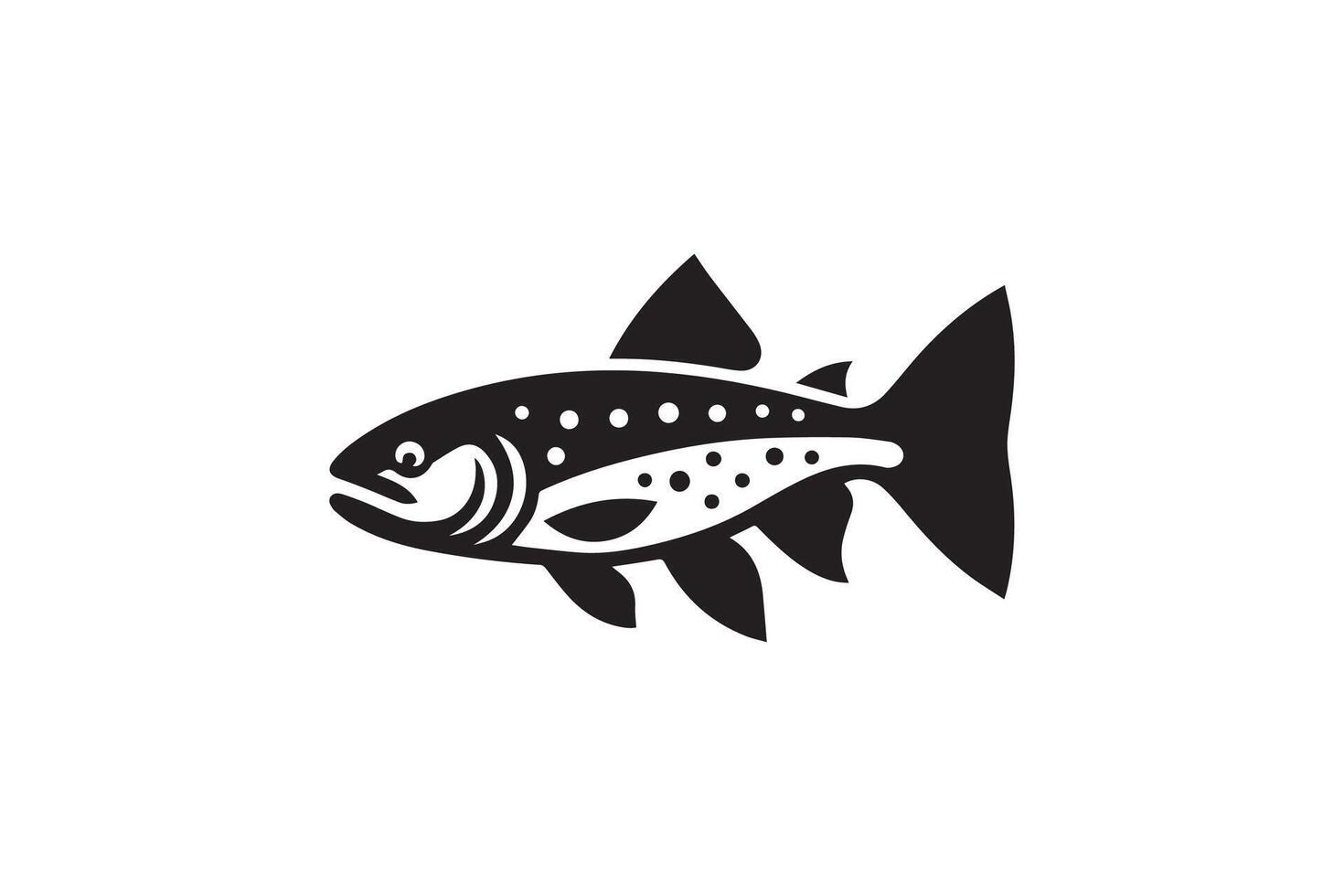 A black and white fish logo on a white background vector