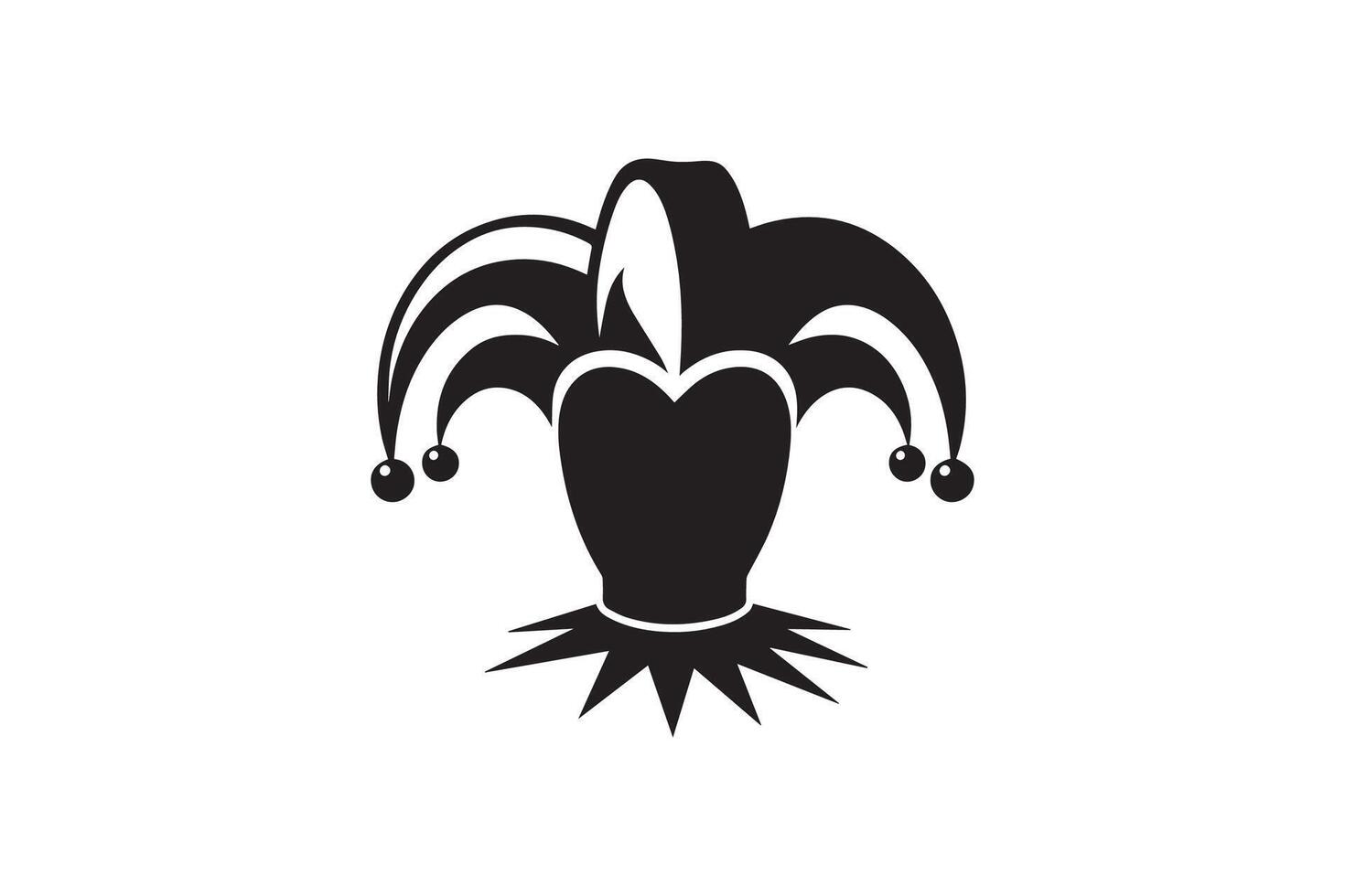 A black and white jester hat icon vector