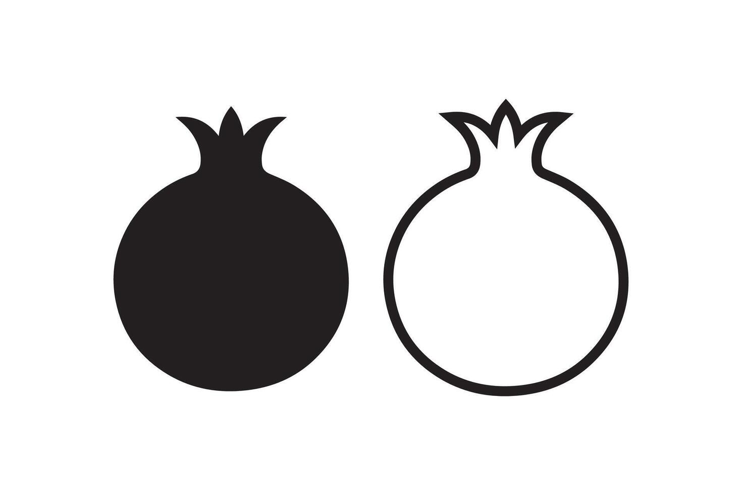 Black and white pomegranate icon illustration vector