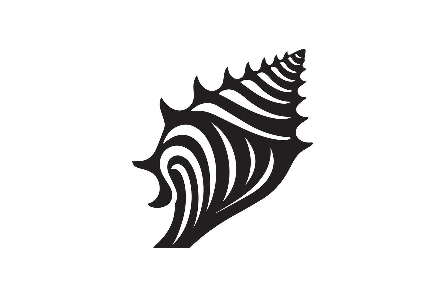 A black and white image of a conch shell vector