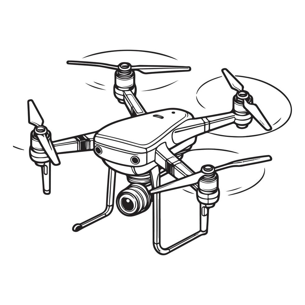 Black and White Drone Illustration Highlighting Futuristic Tech Design vector