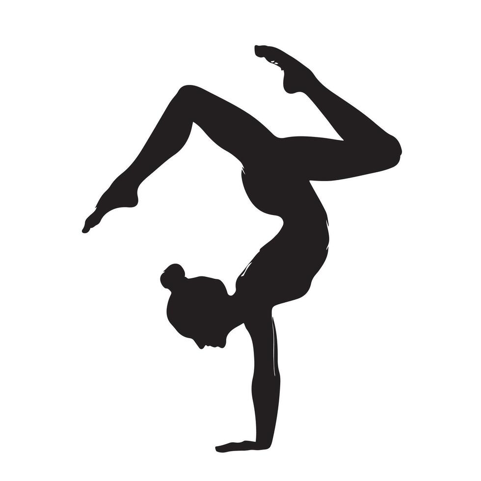 Title Scorpion Handstand Silhouette Displaying Strength and Flexibility vector