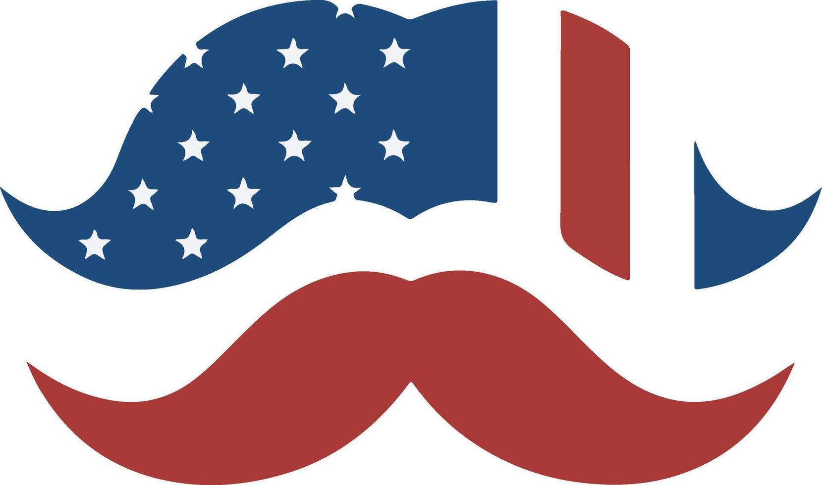 american flag themed moustache vector