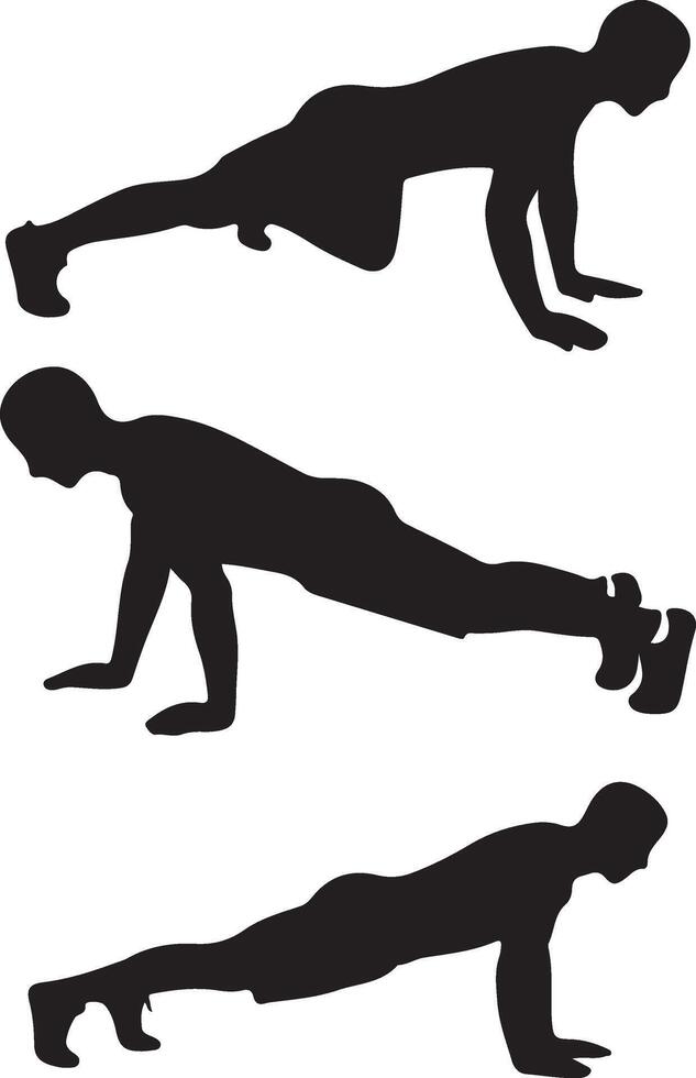 a man push up silhouette vector