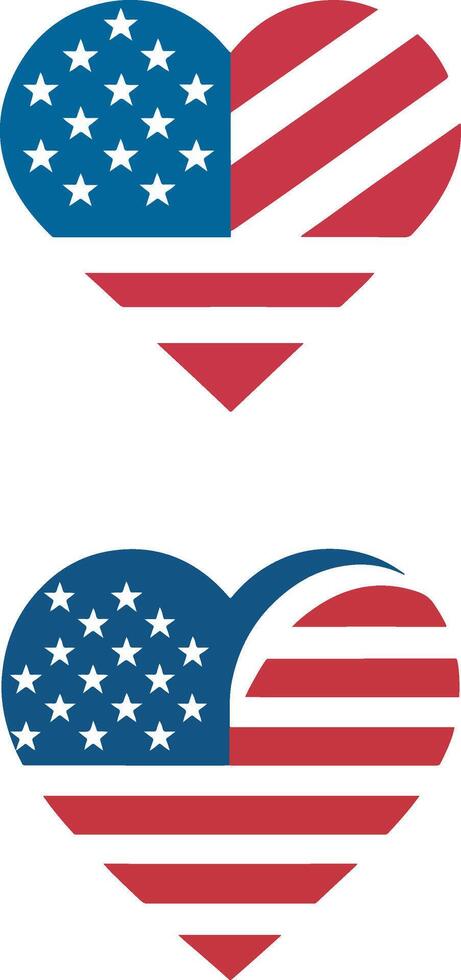 american flag heart shap vector