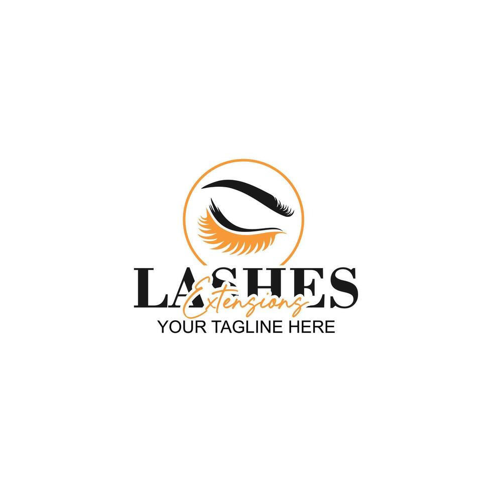 lashes logo design for lashes extensions with creative illustration vector