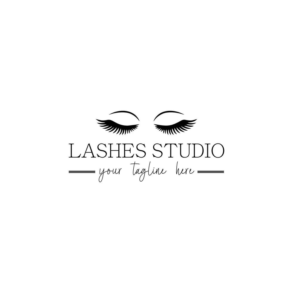 lashes logo design for lashes studio with creative illustartion vector
