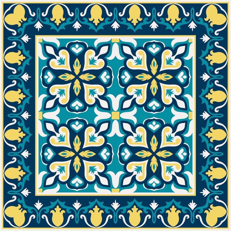 Abstract tiles, ceramic floor tiles with lines, vintage borders vector