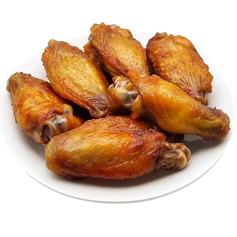 chicken wings on a plate on a transparent background png