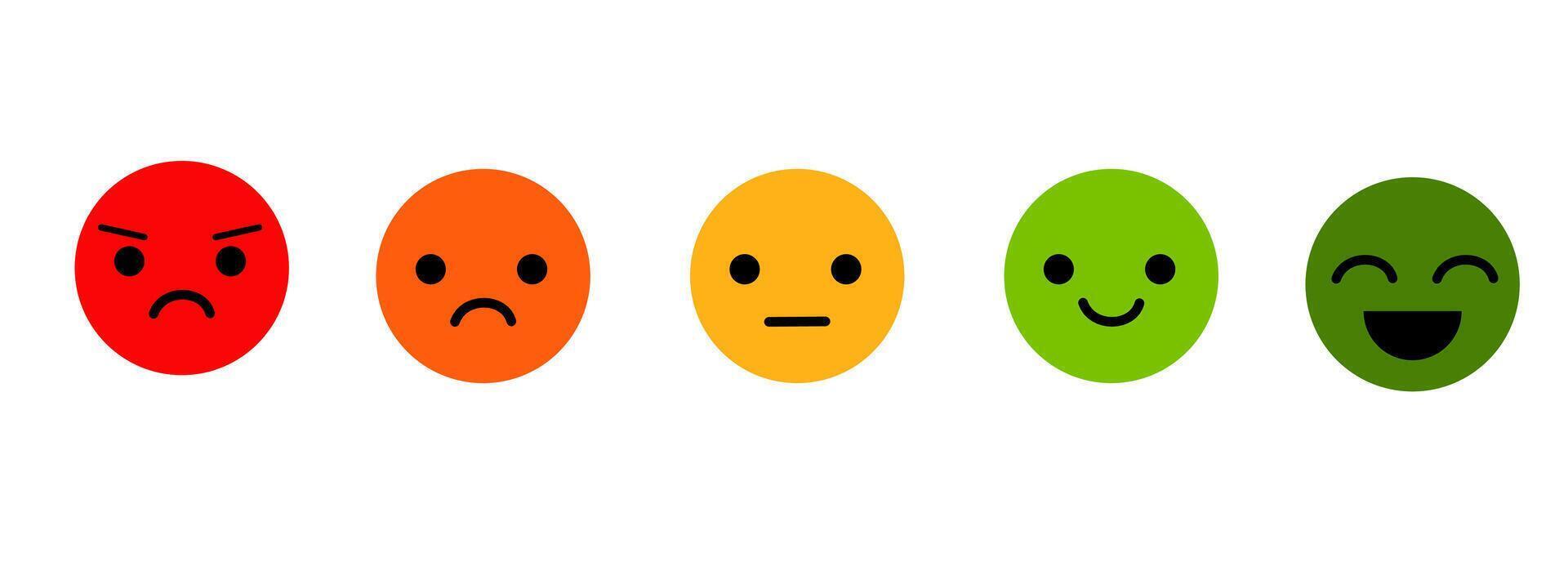 Colorful emoticon face.Customer satisfaction.Pain measure scale.Feedback or mood concept. vector