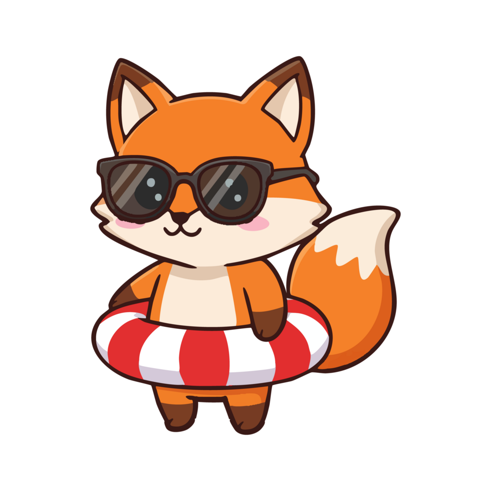 Fox wearing sunglasses and swim ring png