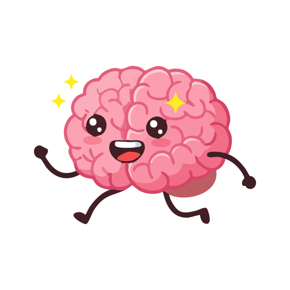 Cute icon character pink brain running. png