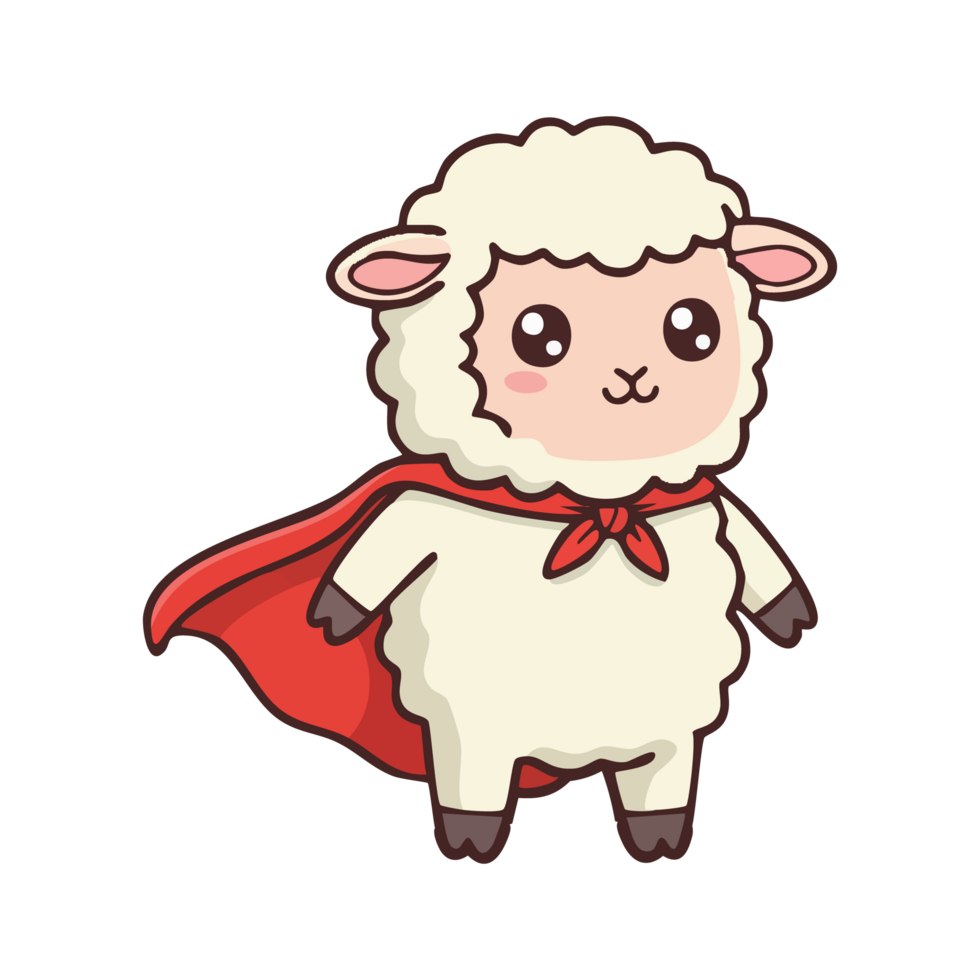 Cartoon sheep hero celebrating Eid al Adha png