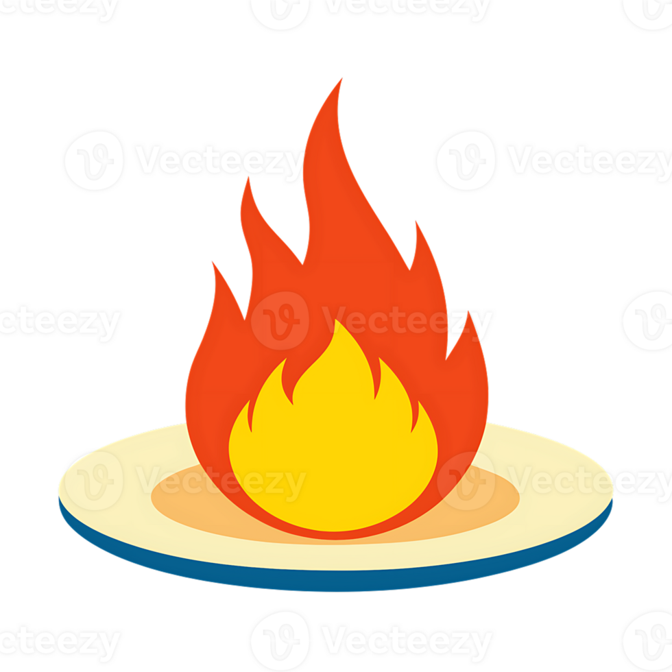 An uncomplicated drawing depicting a plate engulfed in flames png