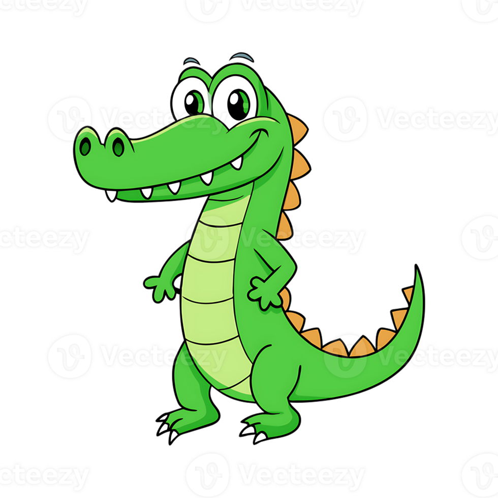 Cartoon crocodile character with friendly expression and playful pose png