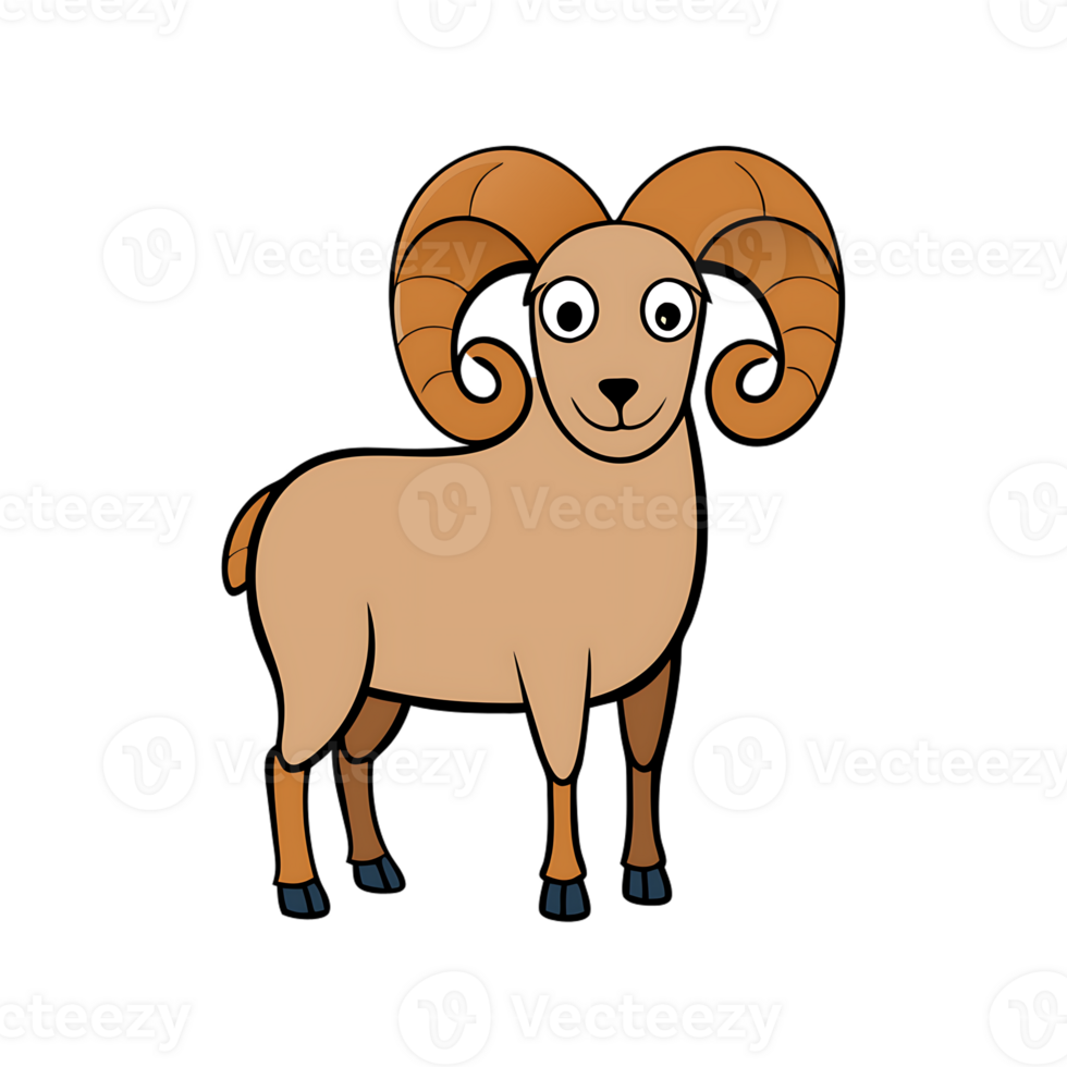 Bighorn sheep standing in a playful pose with unique features and cartoon style png