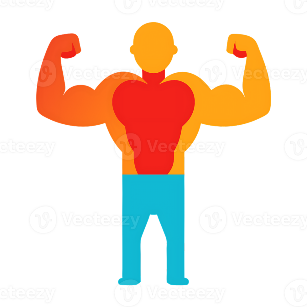 A muscular man showing off his strong biceps through flexing png
