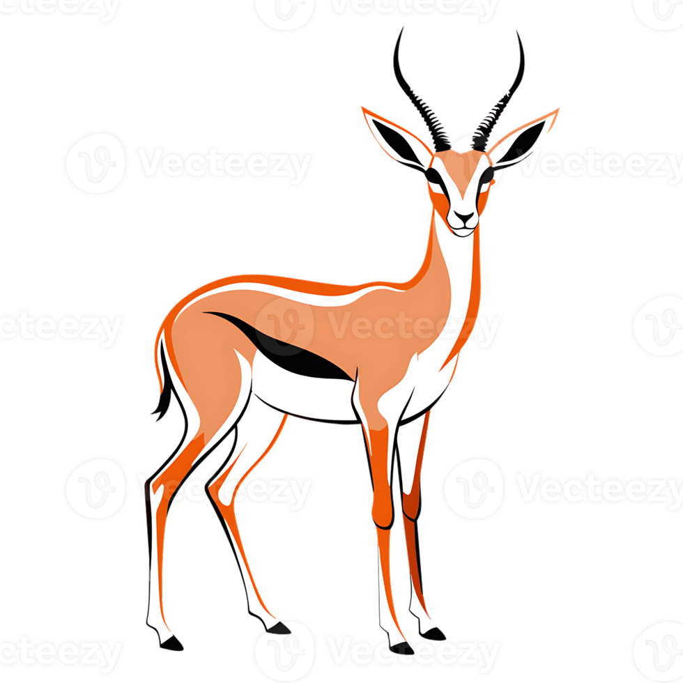 gazelle standing gracefully on a clean background with a focus on its elegant form png