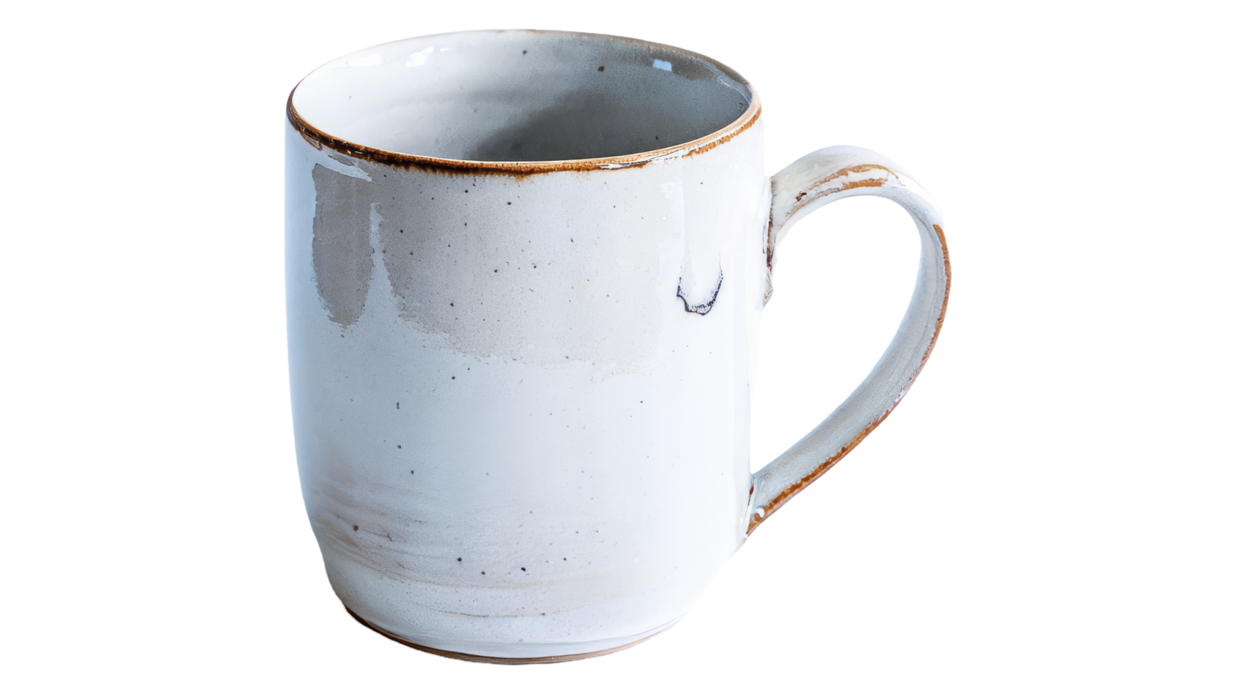 A white mug with a brown handle png