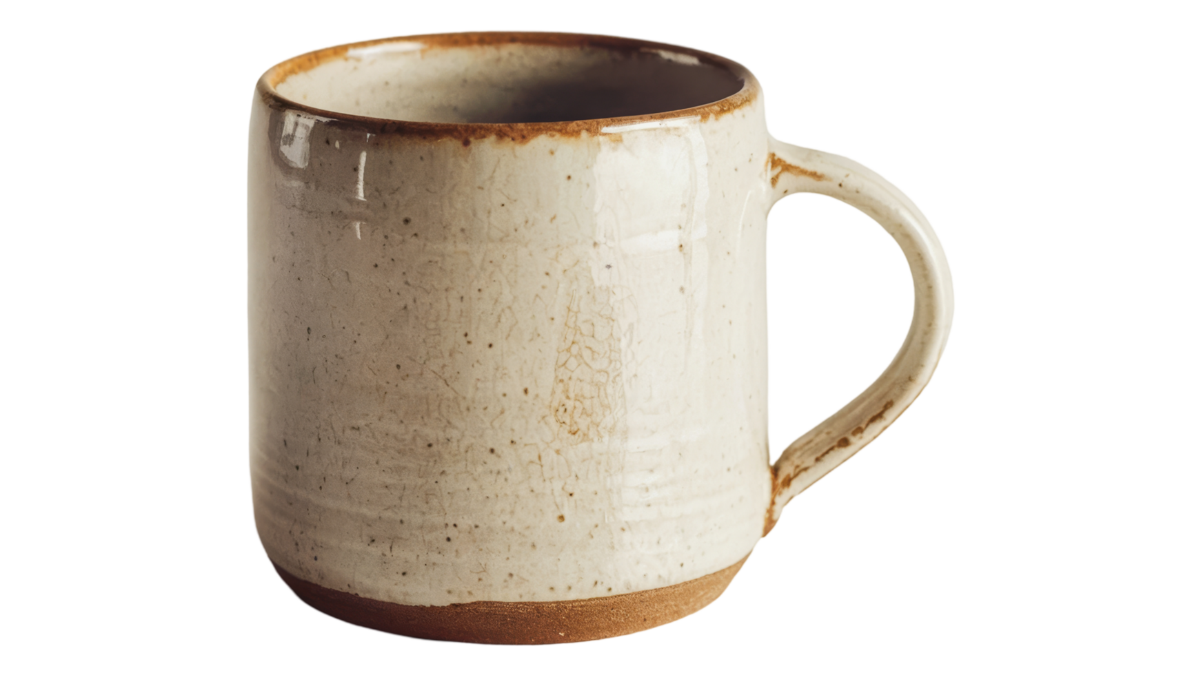 A ceramic mug with a brown handle png