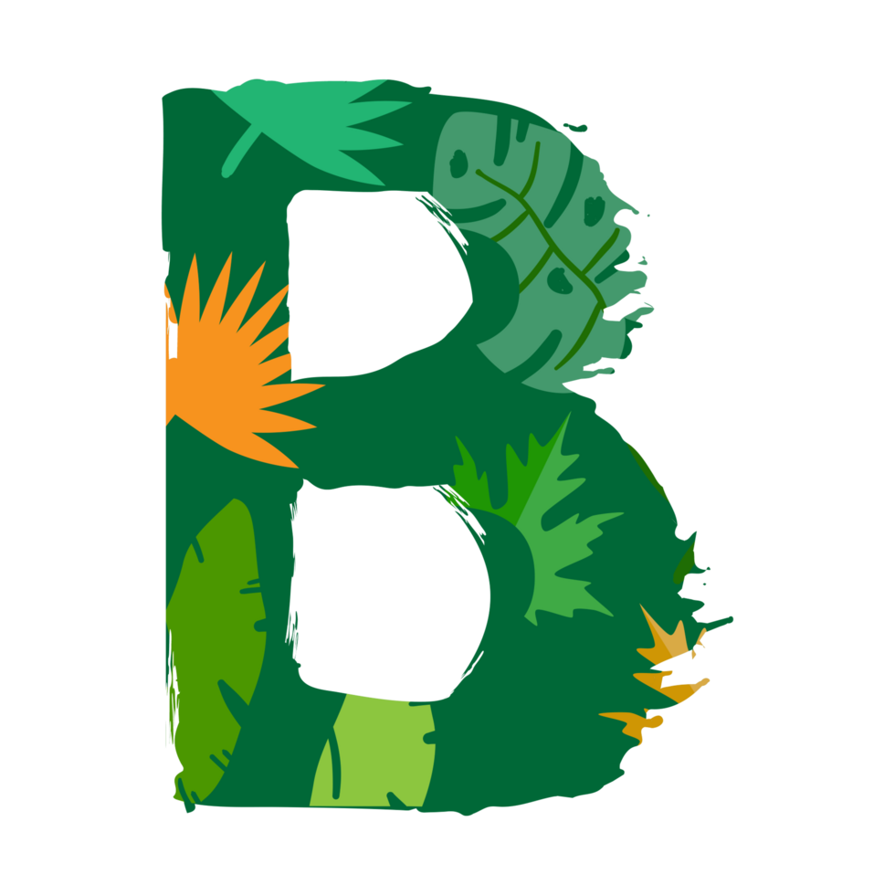 the letter b is made of green leaves and leaves png