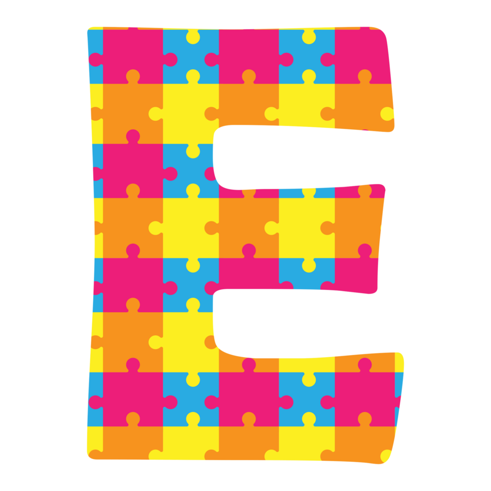 colorful puzzle letters e on transparent background png
