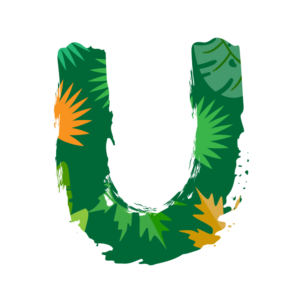 the letter u is made of green leaves and leaves png