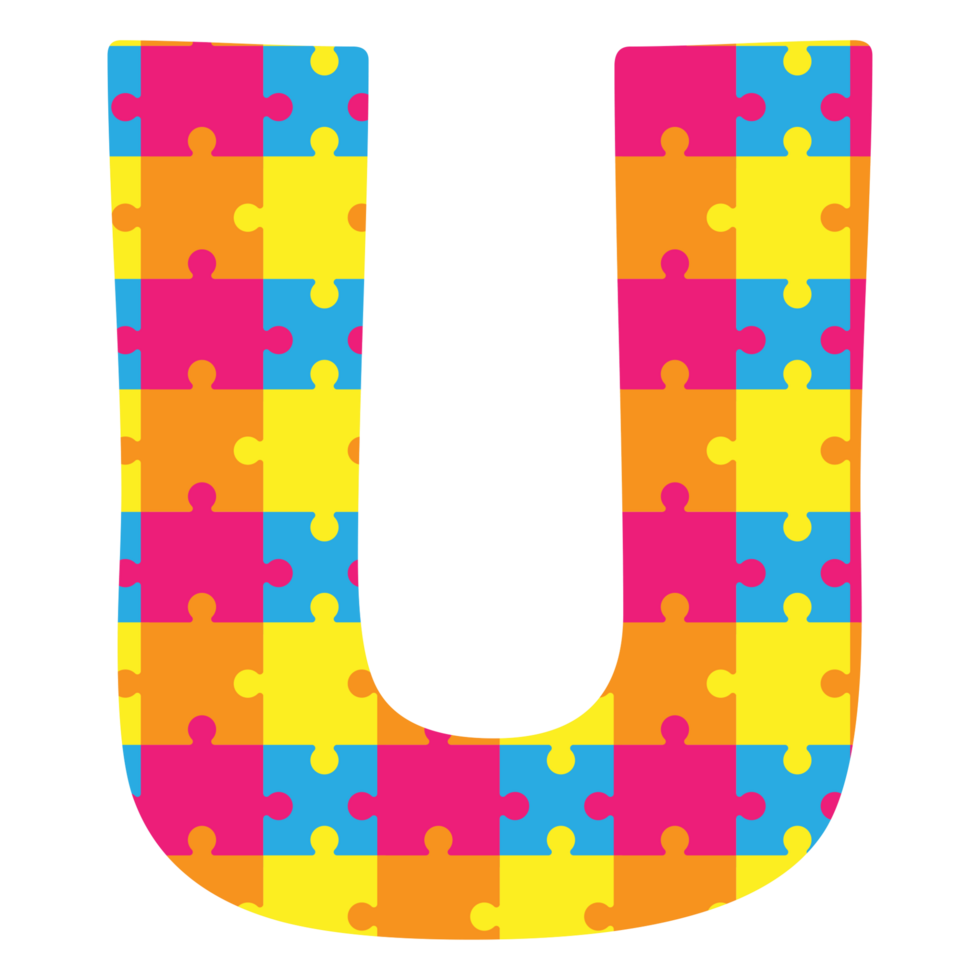 the letter u is made of colorful puzzle pieces png