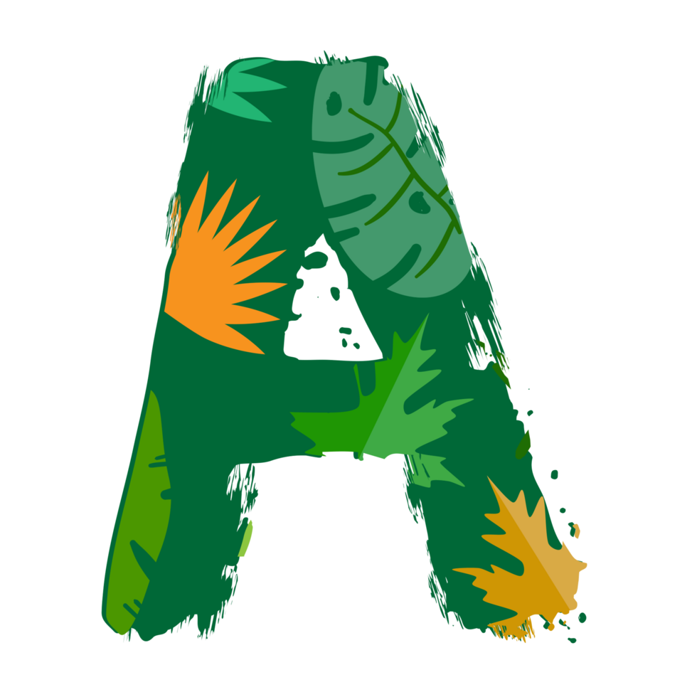 the letter a is made of leaves and flowers png