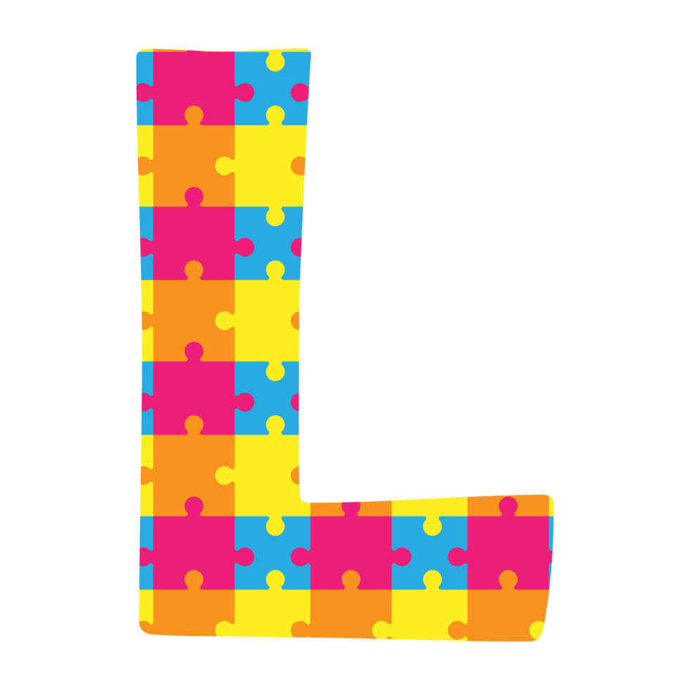 letter l with colorful puzzle pieces on it png