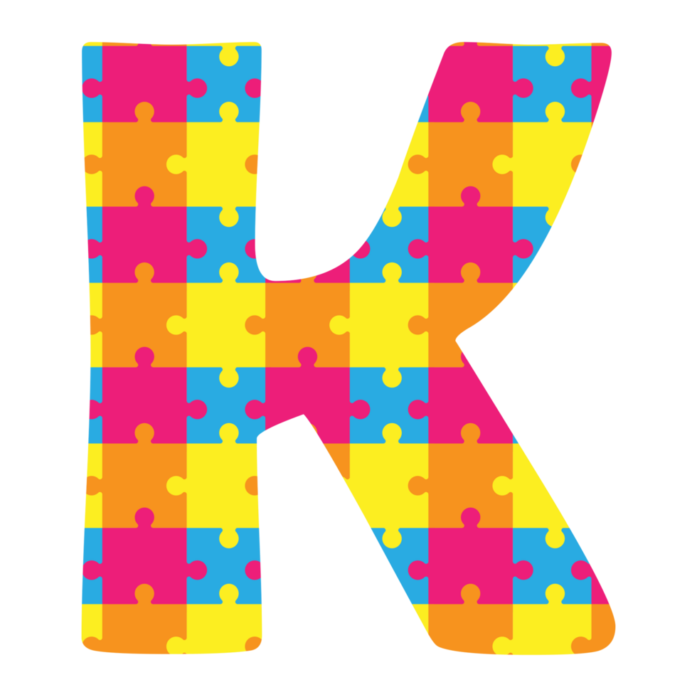 colorful puzzle letters k on a transparent background png