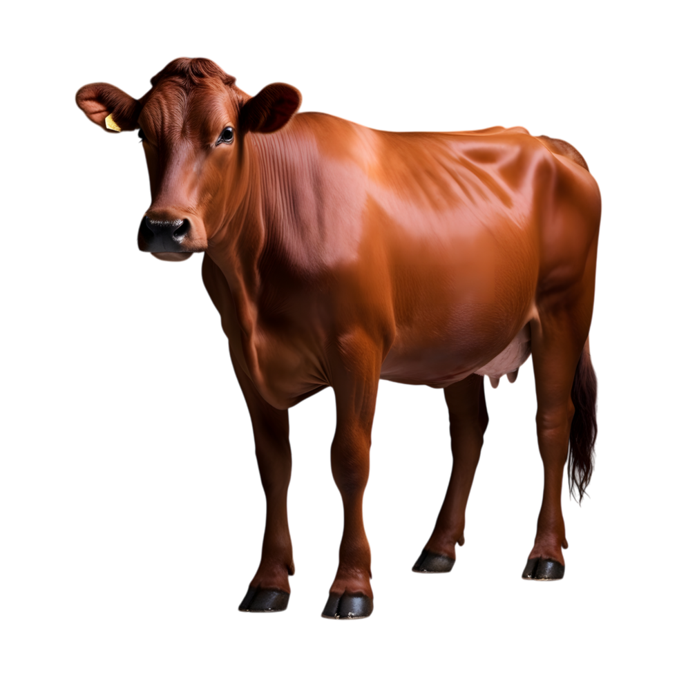 Realistic Illustration of a Brown Cow on Transparency png