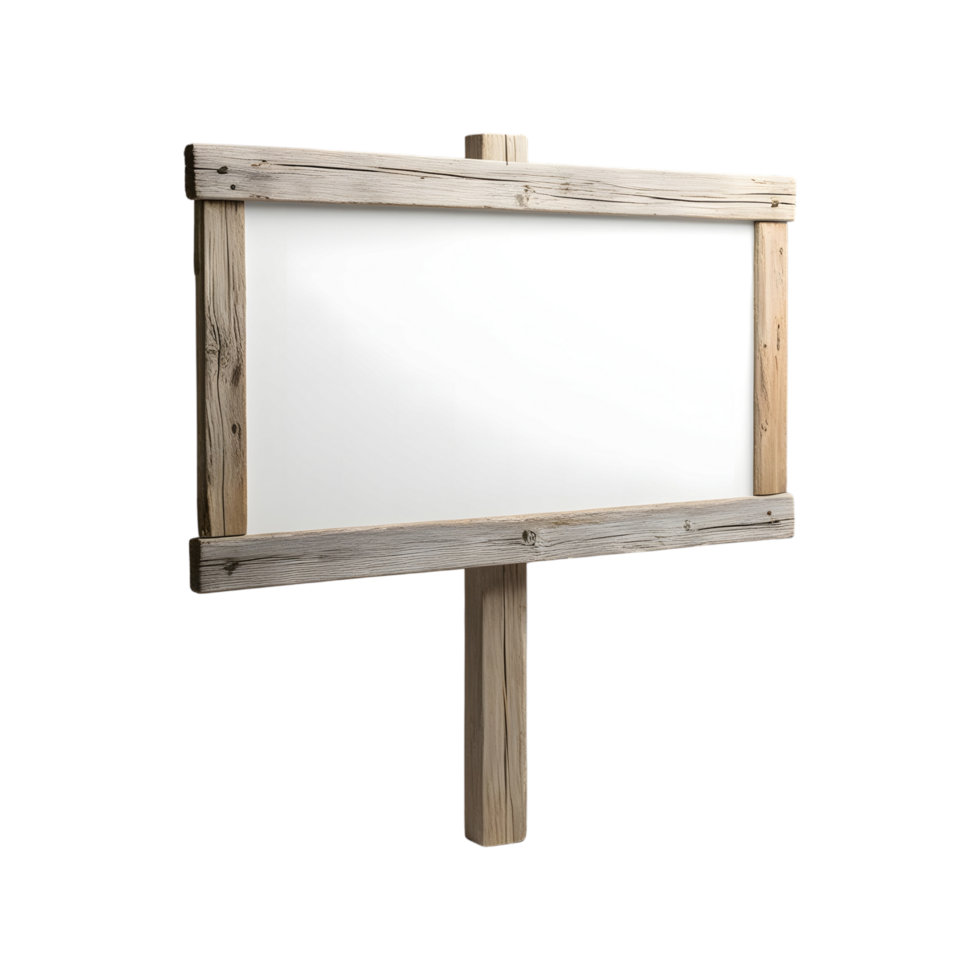 Empty Wooden Notice Board on a Transparent Backdrop png