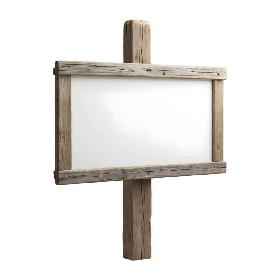 Simple Wooden Sign with a White Rectangular Space png