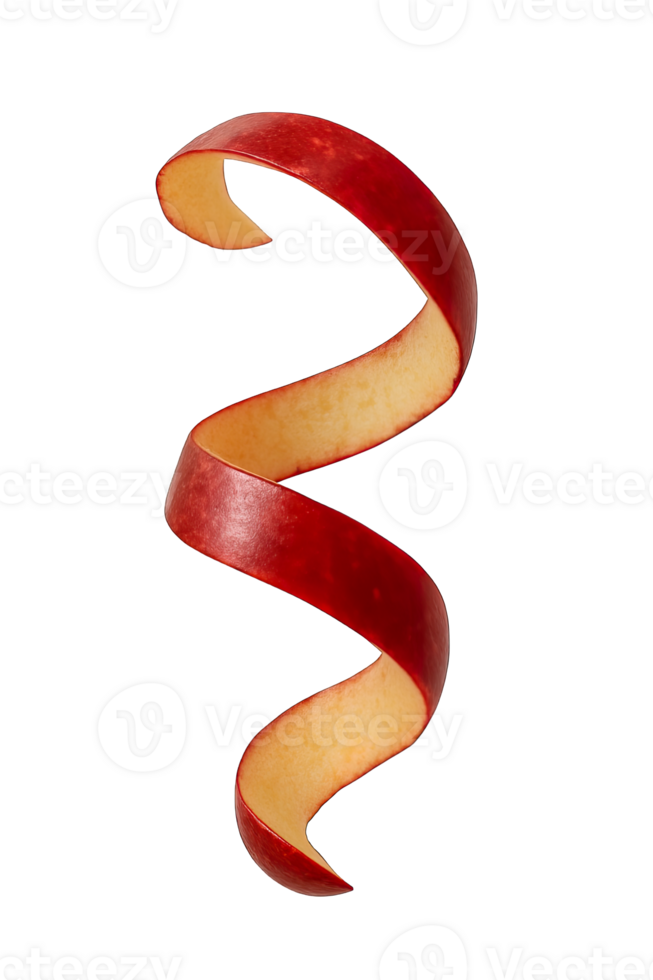 Red Apple Peel Spiral Isolated on Transparent Background, png