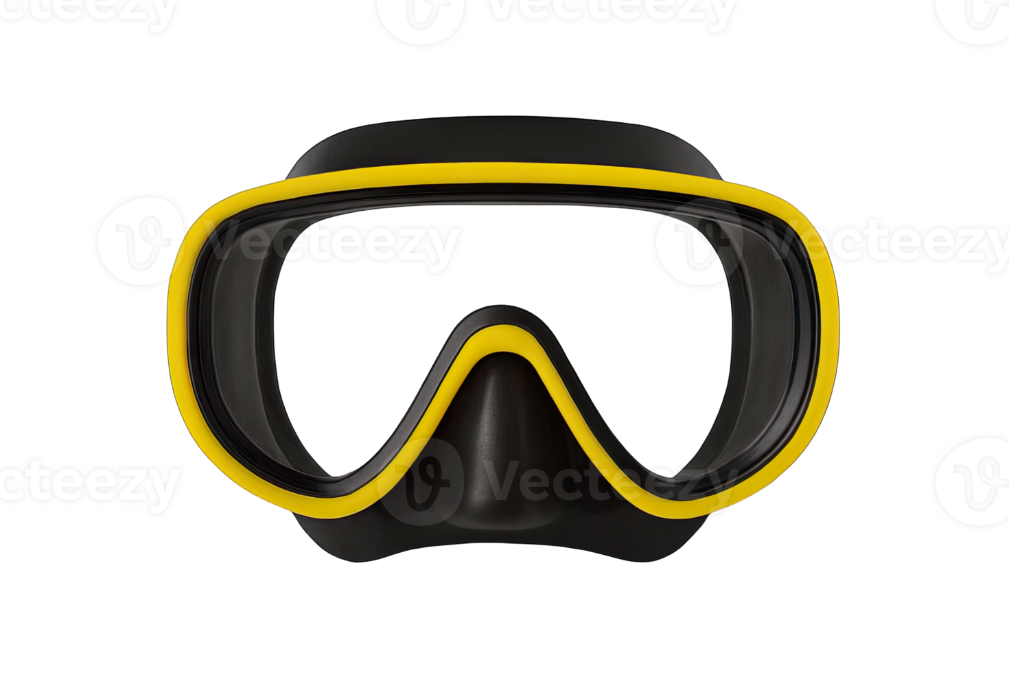 Yellow diving mask isolated on transparent background, png