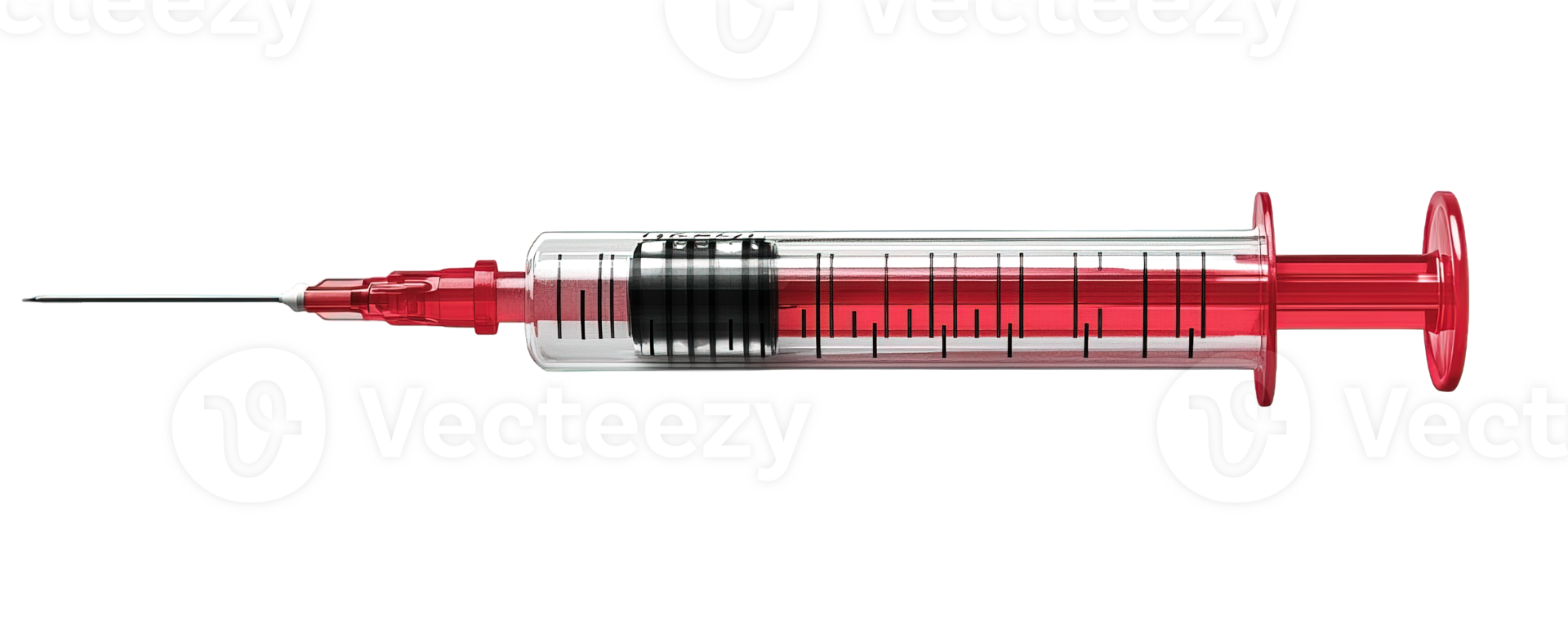 Red Plunger Syringe with Clear Barrel Isolated on Transparent Background png