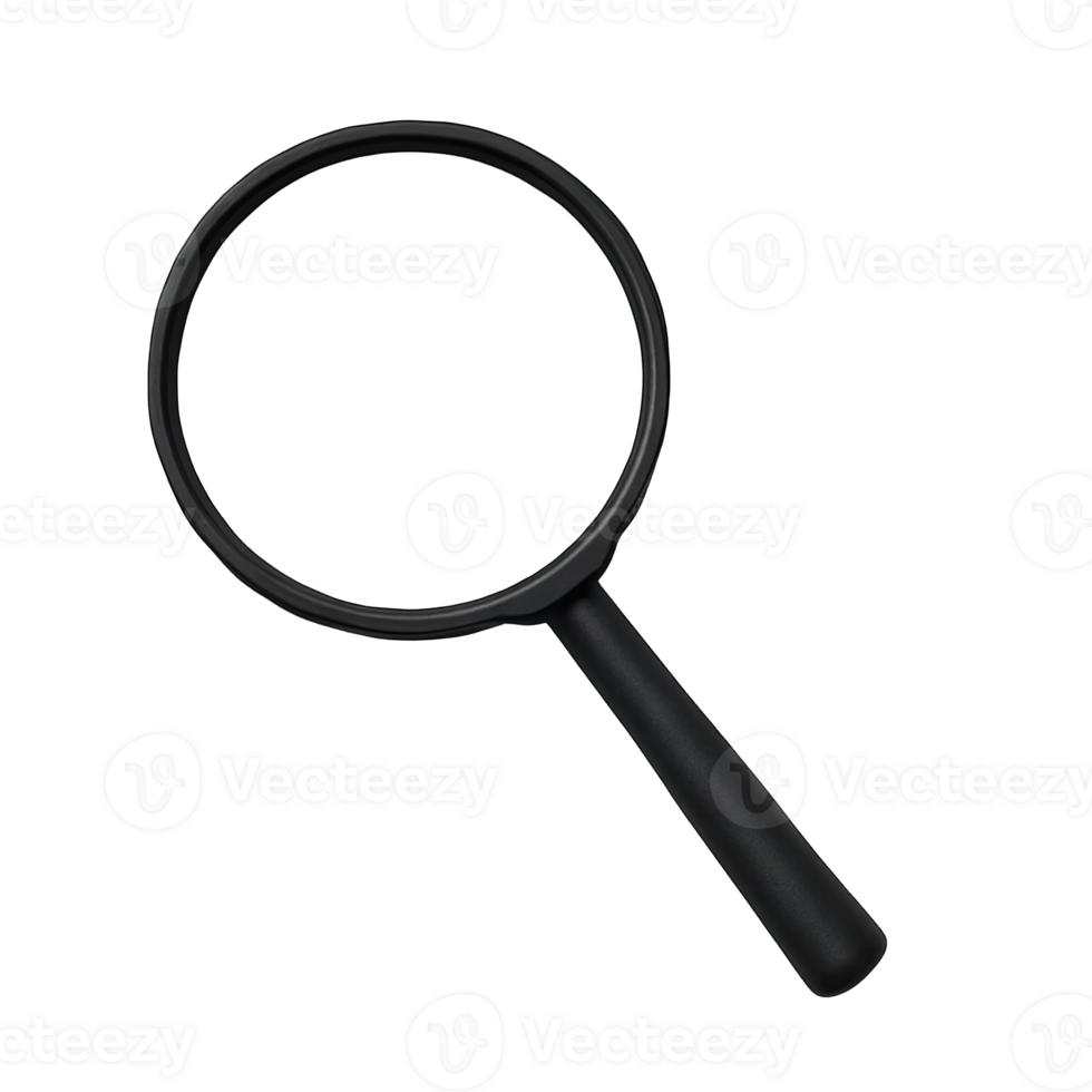 Black Magnifying Glass Isolated on Transparent Background, png