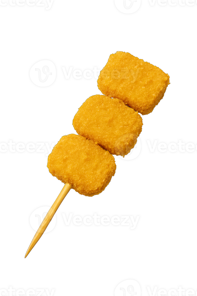 Fried nugget skewer isolated on transparent background, png