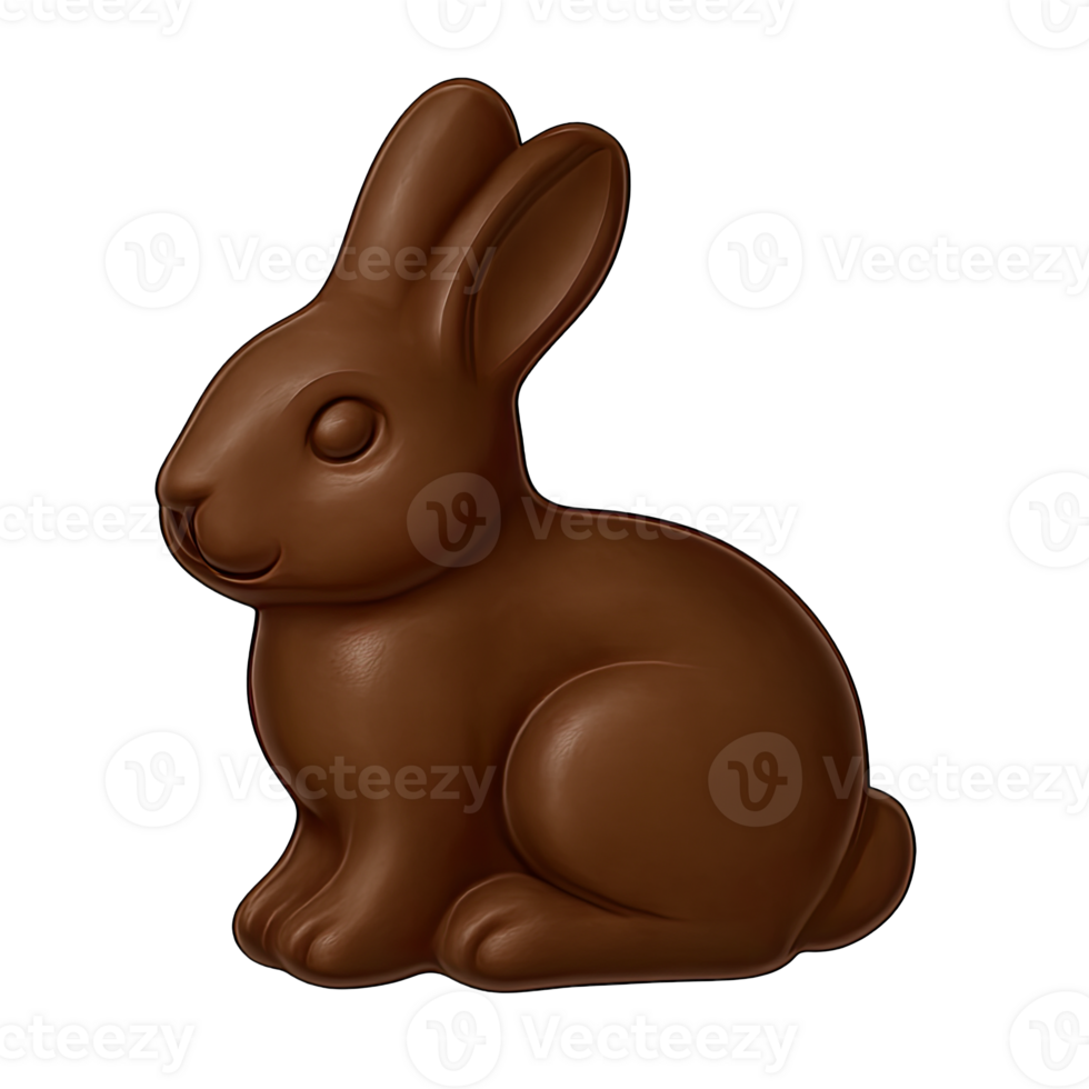 Chocolate Bunny Shape Isolated on Transparent Background, png