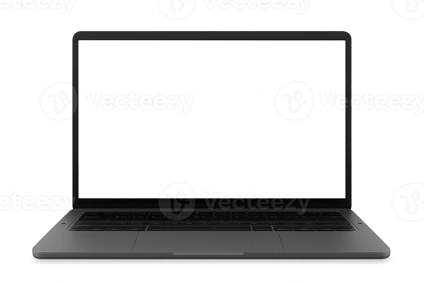 Laptop mockup front view isolated on transparent background png