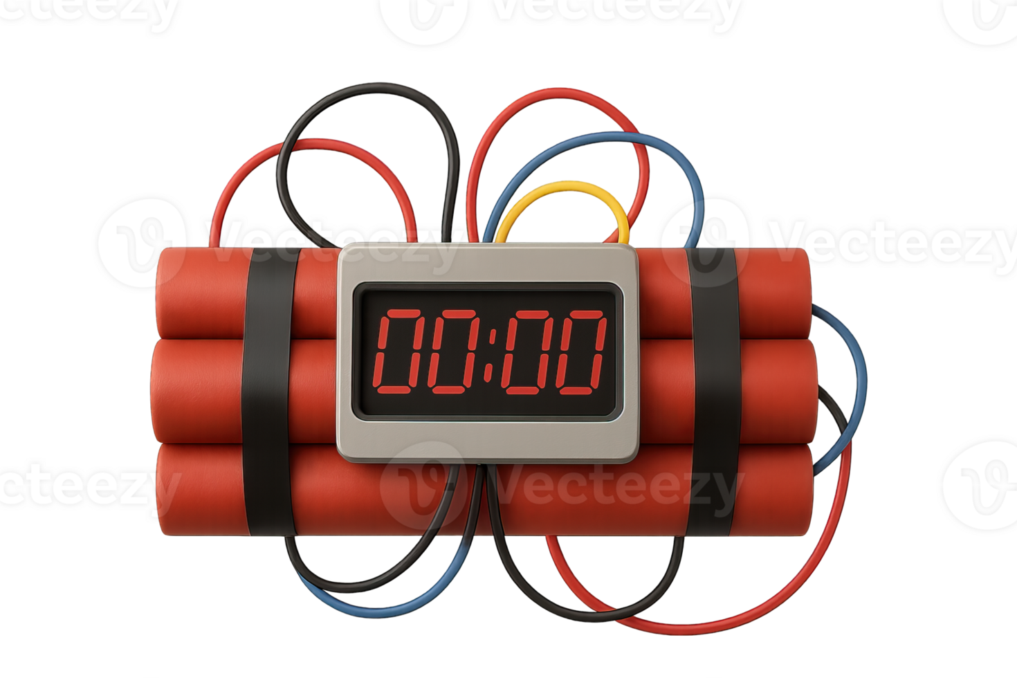 Time Bomb Simulation Prop with Digital Countdown Isolated on Transparent Background, png