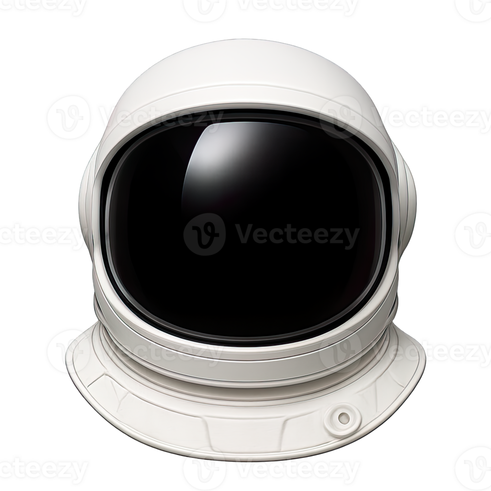 Minimalist Astronaut Helmet with Black Visor Front View Isolated on Transparent Background, png